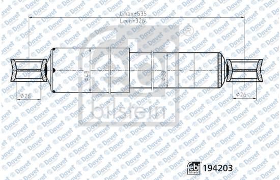 FEBI 194203 Arka Amortisor Gazli Ranger 1.8 2.2 2.5 2.6 98>06 - Mazda B Serisi 96>06 - Hilux V Pick Up 1.8 2.4 88>98